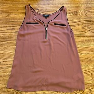 Express Portofino Dusty Rose and Black Zip Tank Work Top Size Medium